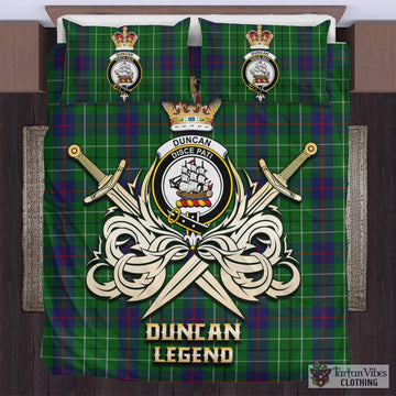 Duncan Tartan Bedding Set with Clan Crest and the Golden Sword of Courageous Legacy