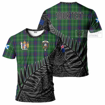 Tartan Vibes Clothing Duncan Crest Tartan T-Shirt with New Zealand Silver Fern Half Style