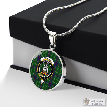 Duncan Tartan Circle Necklace with Family Crest