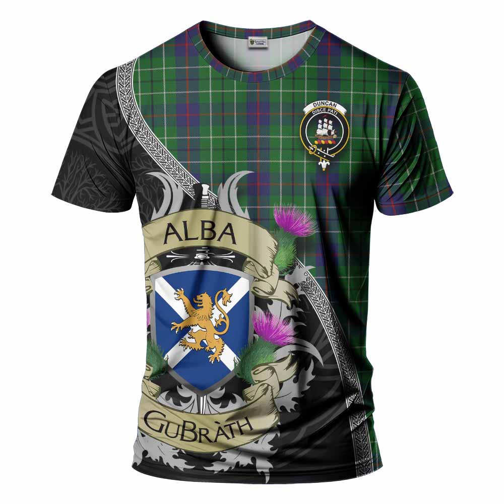 Tartan Vibes Clothing Duncan Tartan Family Crest T-Shirt Lion Rampant Royal Thistle Shield Celtic Inspired