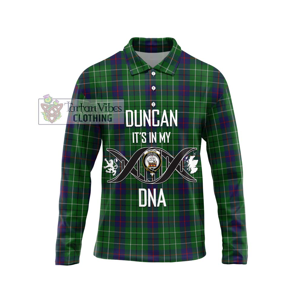 Duncan Tartan Long Sleeve Polo Shirt with Family Crest DNA In Me Style Unisex - Tartanvibesclothing Shop