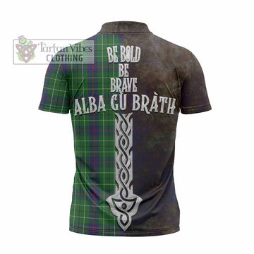Duncan Tartan Family Crest Zipper Polo Shirt Alba Gu Brath Be Brave Lion Ancient Style