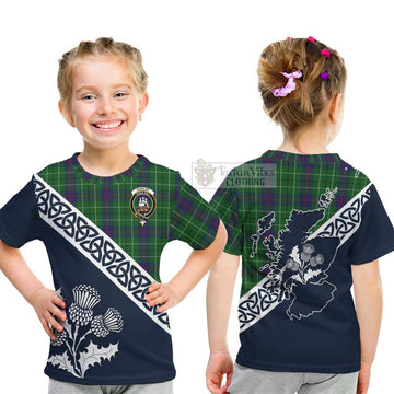 Tartan Vibes Clothing Duncan Tartan Kid T-Shirt Featuring Thistle and Scotland Map