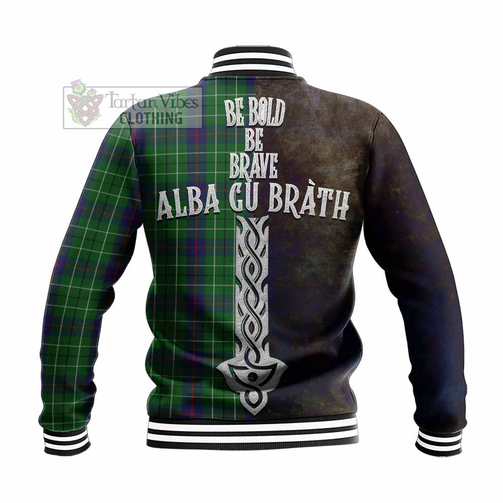 Tartan Vibes Clothing Duncan Tartan Family Crest Baseball Jacket Alba Gu Brath Be Brave Lion Ancient Style
