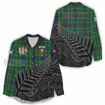 Tartan Vibes Clothing Duncan Crest Tartan Women's Casual Shirt with New Zealand Silver Fern Half Style