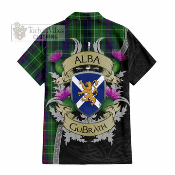 Tartan Vibes Clothing Duncan Tartan Family Crest Short Sleeve Button Shirt Lion Rampant Royal Thistle Shield Celtic Inspired