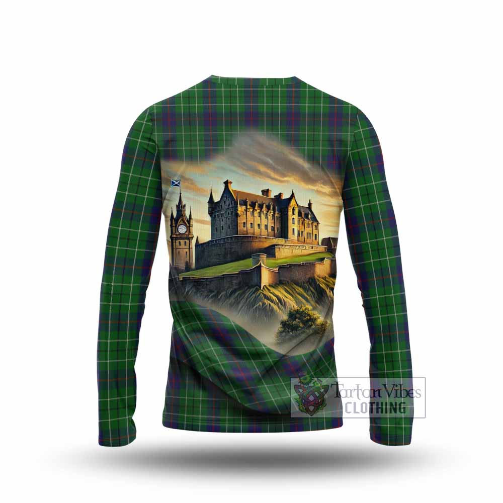 Tartan Vibes Clothing Duncan Tartan Family Crest Long Sleeve T-Shirt with Scottish Ancient Castle Style