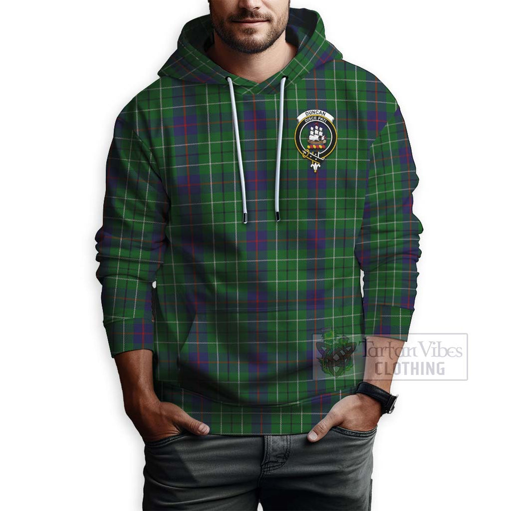 Tartan Vibes Clothing Duncan Tartan Hoodie with Family Crest Celtic Skull Style