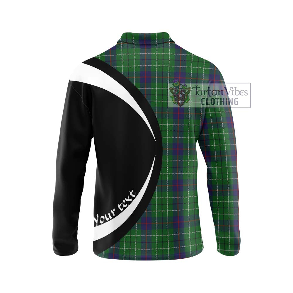 Duncan Tartan Long Sleeve Polo Shirt with Family Crest Circle Style - Tartan Vibes Clothing