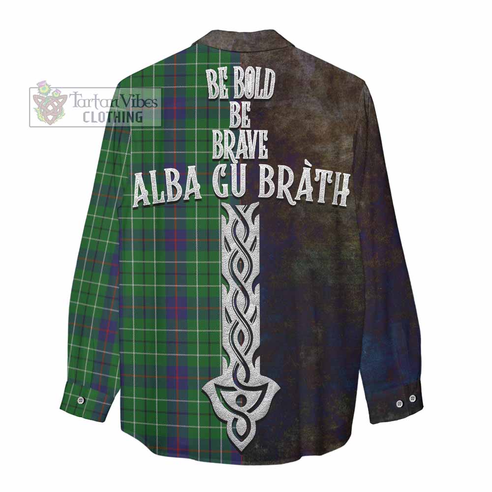 Tartan Vibes Clothing Duncan Tartan Family Crest Women's Casual Shirt Alba Gu Brath Be Brave Lion Ancient Style
