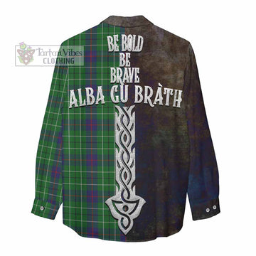 Tartan Vibes Clothing Duncan Tartan Family Crest Women's Casual Shirt Alba Gu Brath Be Brave Lion Ancient Style