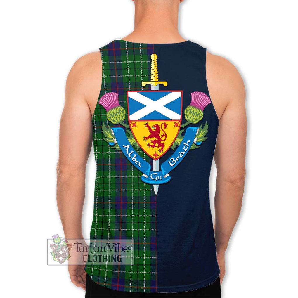 Tartan Vibes Clothing Duncan Tartan Men's Tank Top with Scottish Lion Royal Arm Half Style