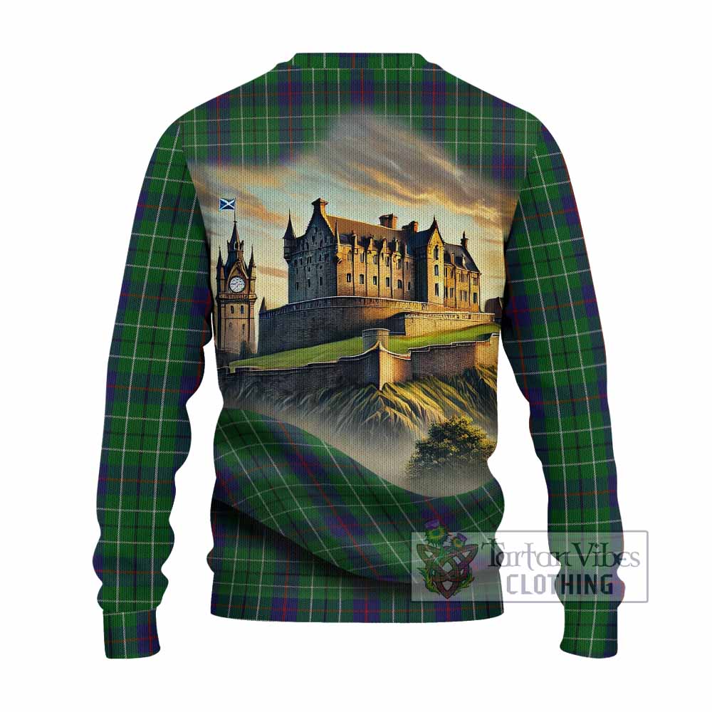 Tartan Vibes Clothing Duncan Tartan Family Crest Knitted Sweater with Scottish Ancient Castle Style