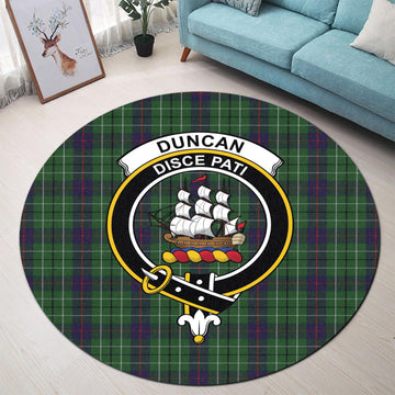 Duncan Tartan Round Rug with Family Crest