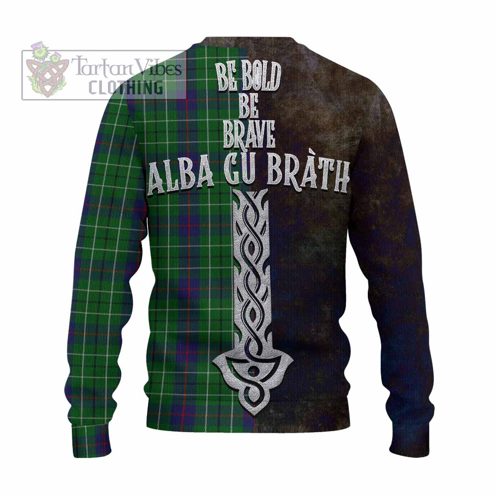 Tartan Vibes Clothing Duncan Tartan Family Crest Knitted Sweater Alba Gu Brath Be Brave Lion Ancient Style