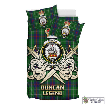Duncan Tartan Bedding Set with Clan Crest and the Golden Sword of Courageous Legacy