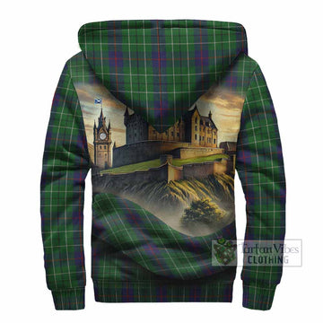 Duncan Tartan Family Crest Sherpa Hoodie with Scottish Ancient Castle Style