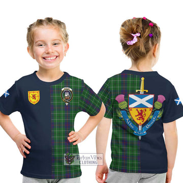 Tartan Vibes Clothing Duncan Tartan Kid T-Shirt with Scottish Lion Royal Arm Half Style