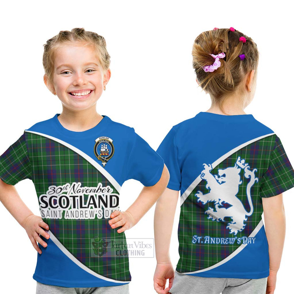 Tartan Vibes Clothing Duncan Family Crest Tartan Kid T-Shirt Celebrate Saint Andrew's Day in Style