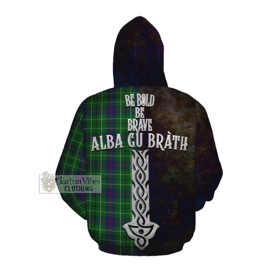 Tartan Vibes Clothing Duncan Tartan Family Crest Cotton Hoodie Alba Gu Brath Be Brave Lion Ancient Style