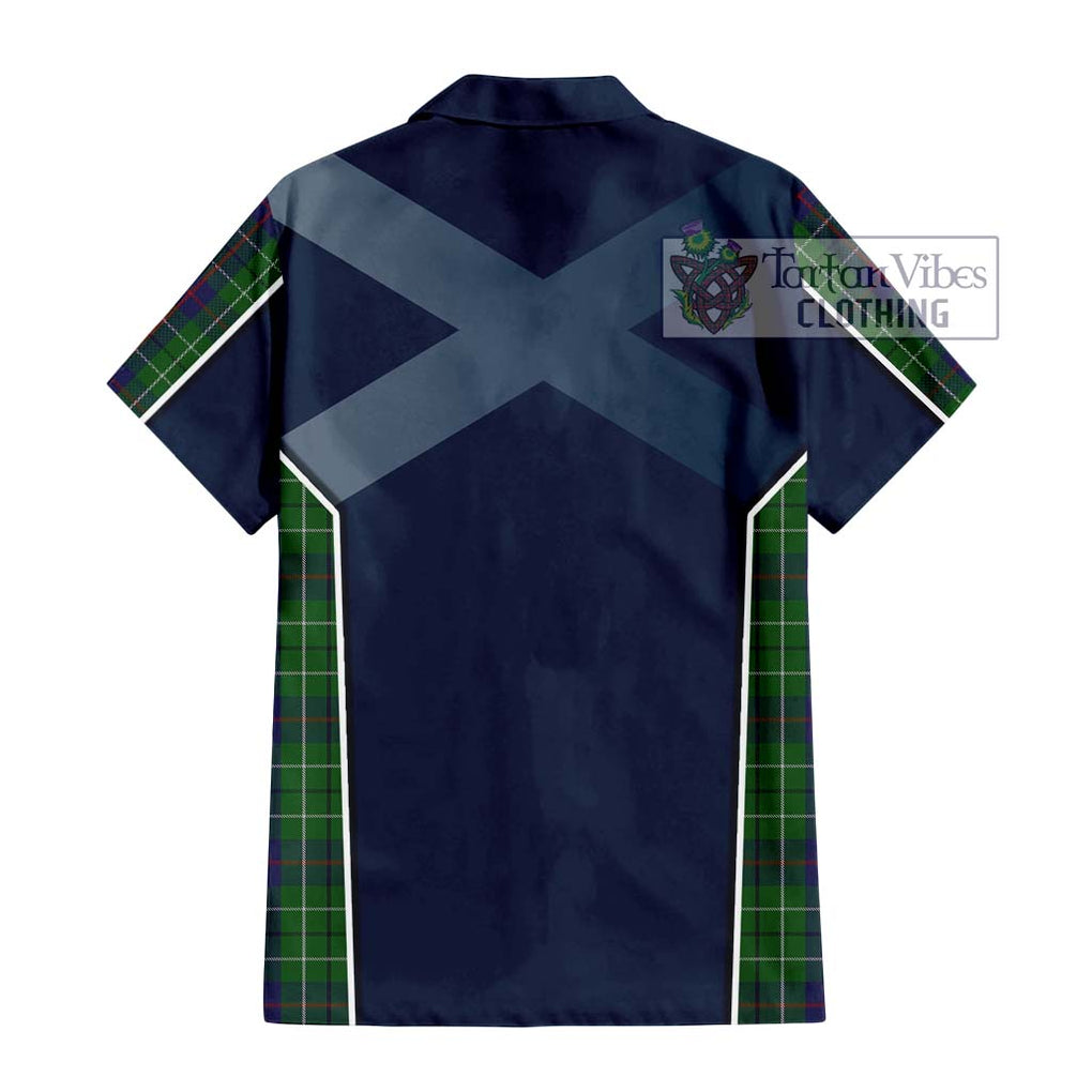 Duncan Tartan Short Sleeve Button Shirt with Family Crest and Lion Rampant Vibes Sport Style - Tartan Vibes Clothing