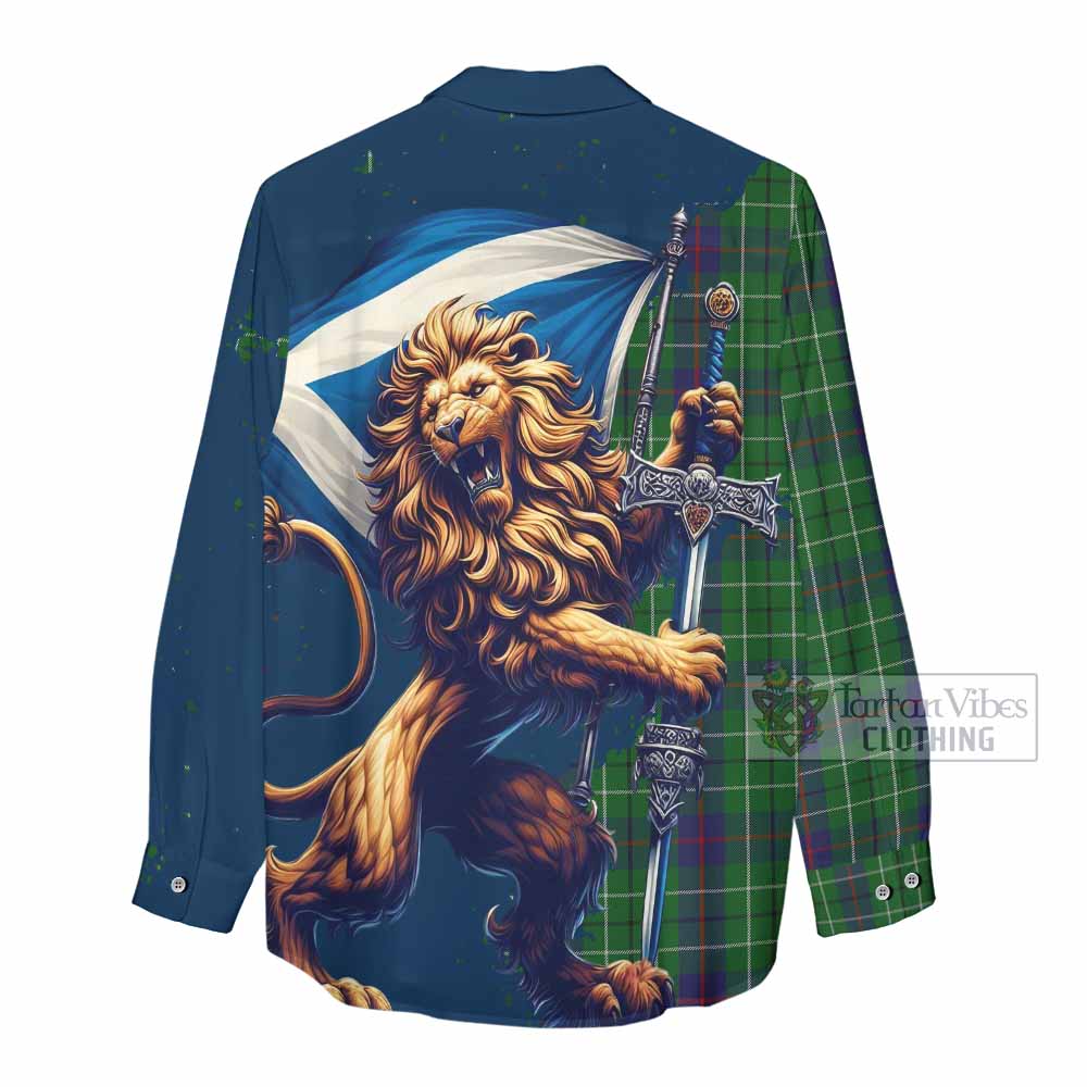 Tartan Vibes Clothing Duncan Tartan Family Crest Women's Casual Shirt with Scottish Majestic Lion