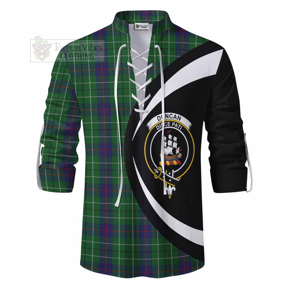 Tartan Vibes Clothing Duncan Tartan Ghillie Kilt Shirt with Family Crest Circle Style