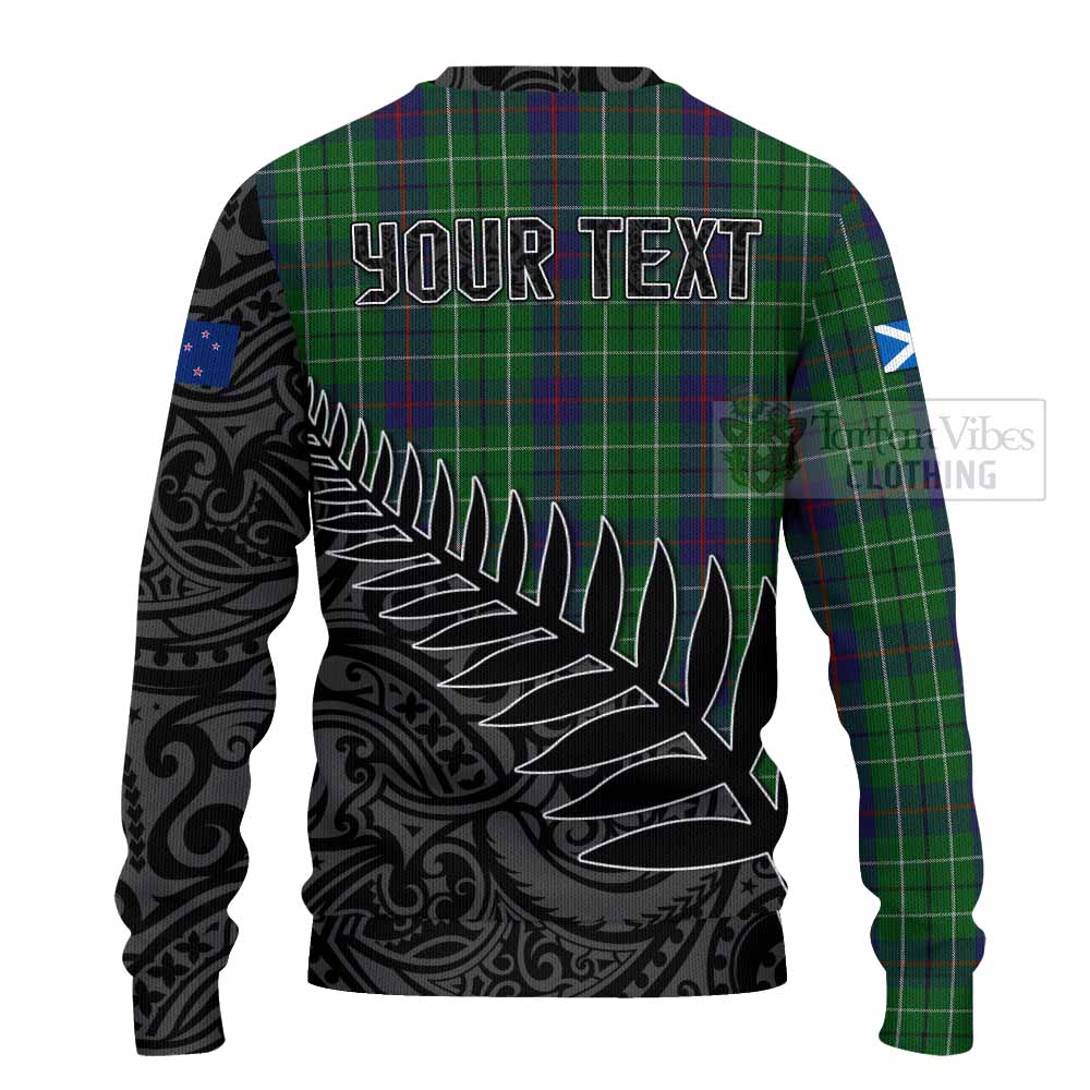 Tartan Vibes Clothing Duncan Crest Tartan Knitted Sweater with New Zealand Silver Fern Half Style