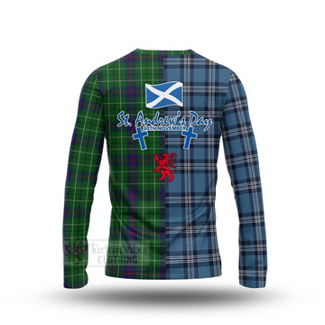 Tartan Vibes Clothing Duncan Tartan Long Sleeve T-Shirt Happy St. Andrew's Day Half Tartan Style