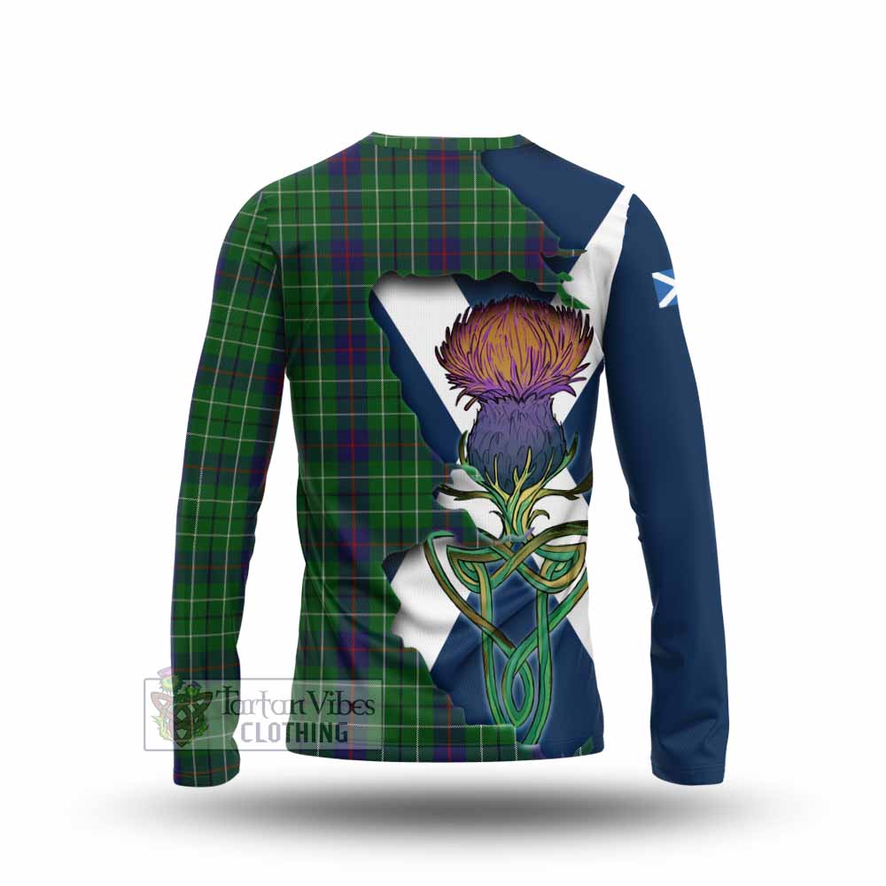 Tartan Vibes Clothing Duncan Tartan Family Crest Long Sleeve T-Shirt Scottish Thistle Celtic Inspired