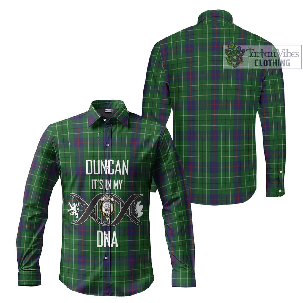 Duncan Tartan Long Sleeve Button Shirt with Family Crest DNA In Me Style Men's Shirt - Tartanvibesclothing Shop