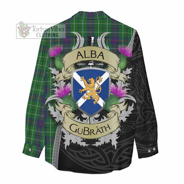Tartan Vibes Clothing Duncan Tartan Family Crest Women's Casual Shirt Lion Rampant Royal Thistle Shield Celtic Inspired