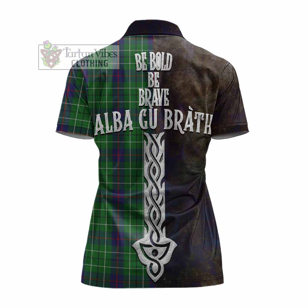 Tartan Vibes Clothing Duncan Tartan Family Crest Women's Polo Shirt Alba Gu Brath Be Brave Lion Ancient Style