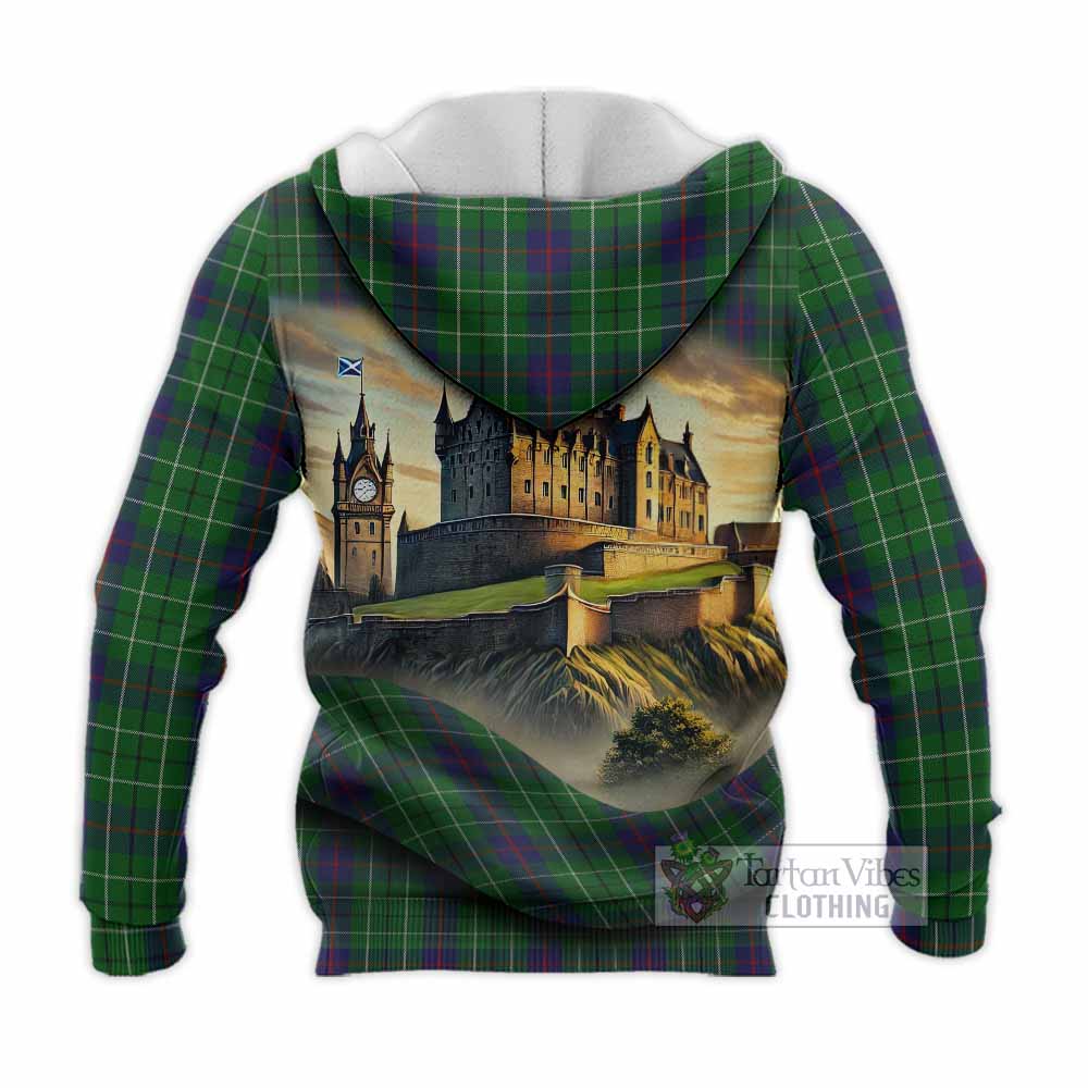 Tartan Vibes Clothing Duncan Tartan Family Crest Knitted Hoodie with Scottish Ancient Castle Style