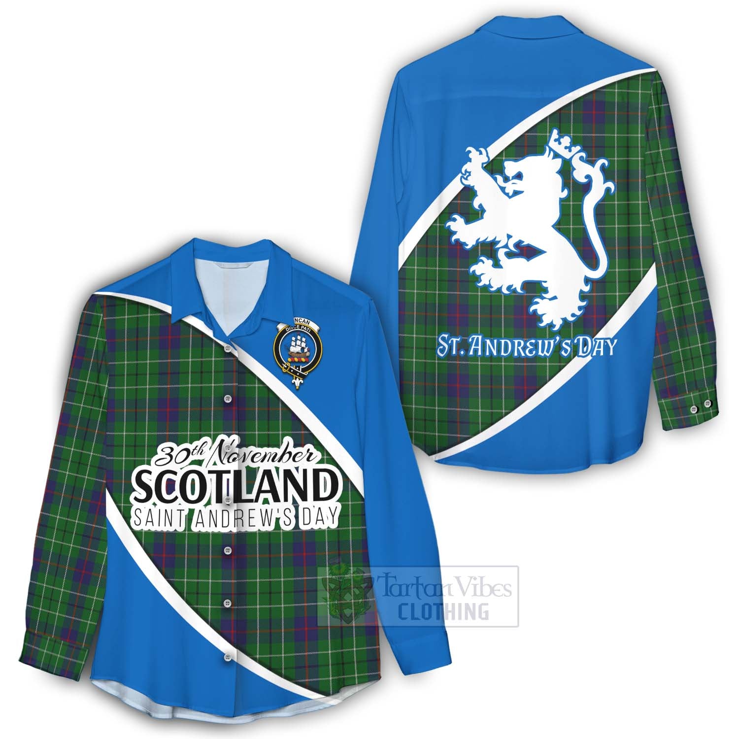 Tartan Vibes Clothing Duncan Family Crest Tartan Women's Casual Shirt Celebrate Saint Andrew's Day in Style