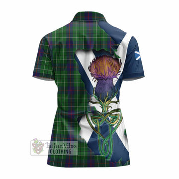Duncan Tartan Family Crest Women's Polo Shirt Scottish Thistle Celtic Inspired