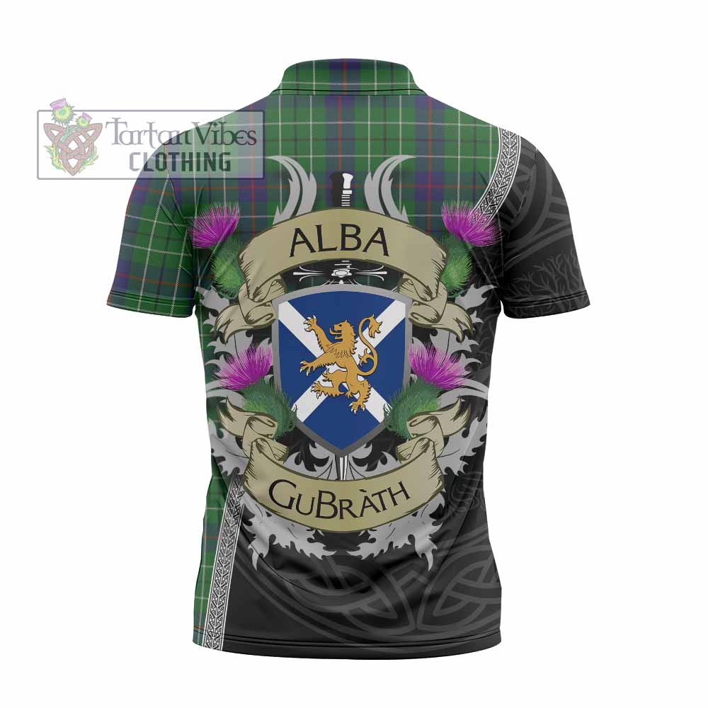 Tartan Vibes Clothing Duncan Tartan Family Crest Zipper Polo Shirt Lion Rampant Royal Thistle Shield Celtic Inspired