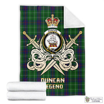 Duncan Tartan Blanket with Clan Crest and the Golden Sword of Courageous Legacy