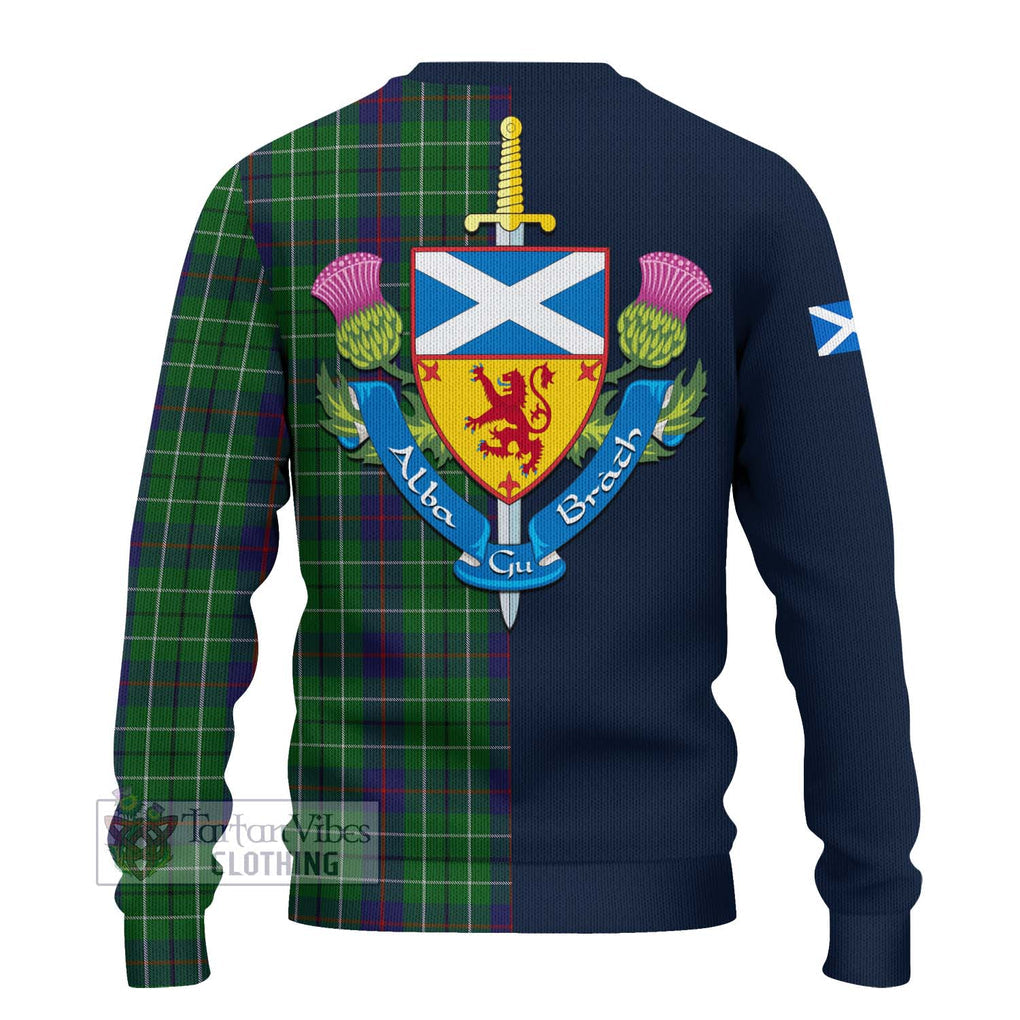 Tartan Vibes Clothing Duncan Tartan Knitted Sweater with Scottish Lion Royal Arm Half Style
