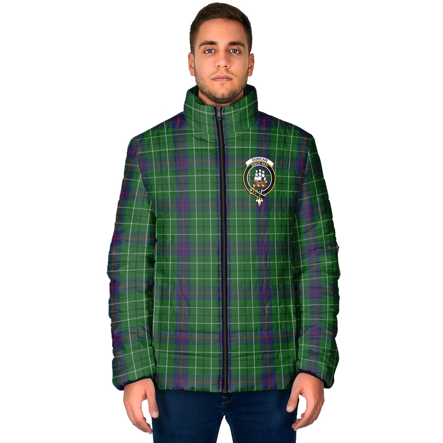 Duncan Tartan Padded Jacket with Family Crest - Tartan Vibes Clothing