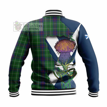 Duncan Tartan Family Crest Baseball Jacket Scottish Thistle Celtic Inspired