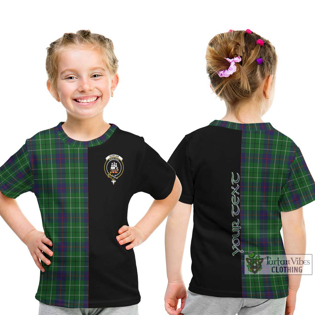 Duncan Tartan Kid T-Shirt with Family Crest and Half Of Me Style - Tartanvibesclothing Shop