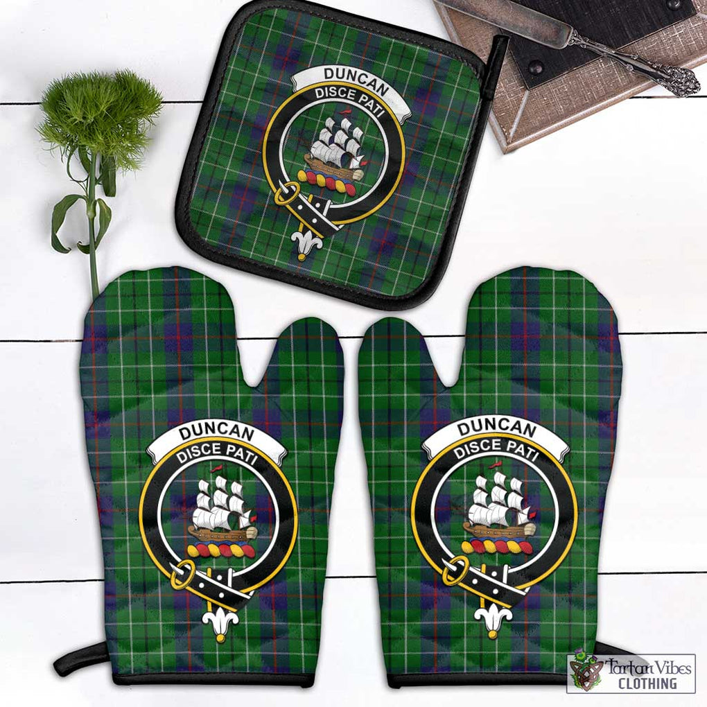 Duncan Tartan Combo Oven Mitt & Pot-Holder with Family Crest Combo 1 Oven Mitt & 1 Pot-Holder Black - Tartan Vibes Clothing