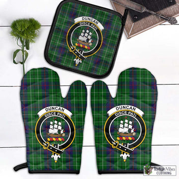Duncan Tartan Combo Oven Mitt & Pot-Holder with Family Crest Combo 1 Oven Mitt & 1 Pot-Holder Black - Tartan Vibes Clothing