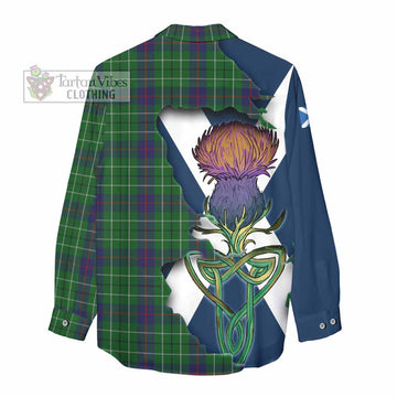 Tartan Vibes Clothing Duncan Tartan Family Crest Women's Casual Shirt Scottish Thistle Celtic Inspired