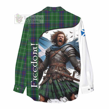 Tartan Vibes Clothing Duncan Crest Tartan Women's Casual Shirt Inspired by the Freedom of Scottish Warrior