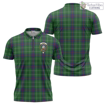 Tartan Vibes Clothing Duncan Tartan Zipper Polo Shirt with Family Crest