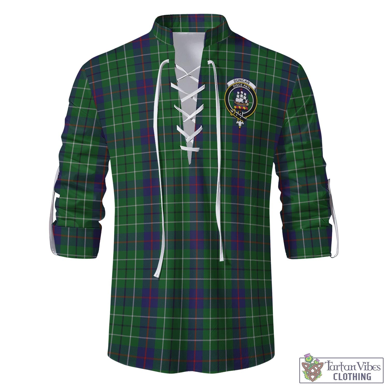 Tartan Vibes Clothing Duncan Tartan Men's Scottish Traditional Jacobite Ghillie Kilt Shirt with Family Crest