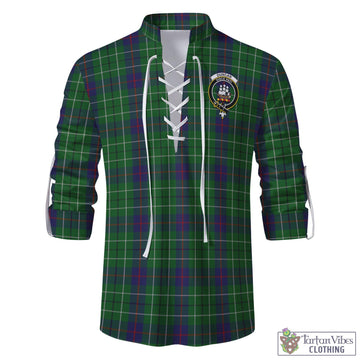 Duncan Tartan Men's Scottish Traditional Jacobite Ghillie Kilt Shirt with Family Crest