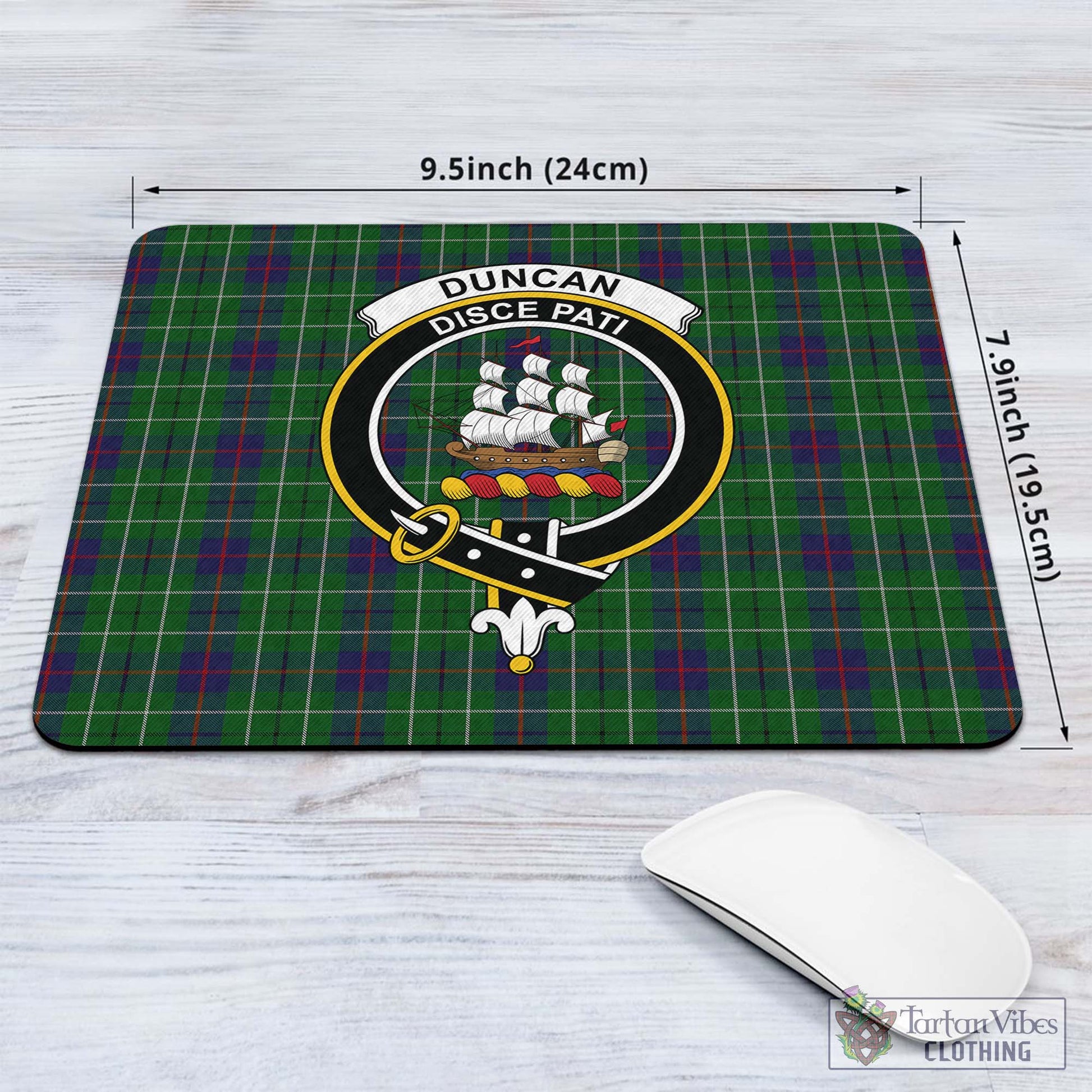 Tartan Vibes Clothing Duncan Tartan Mouse Pad with Family Crest